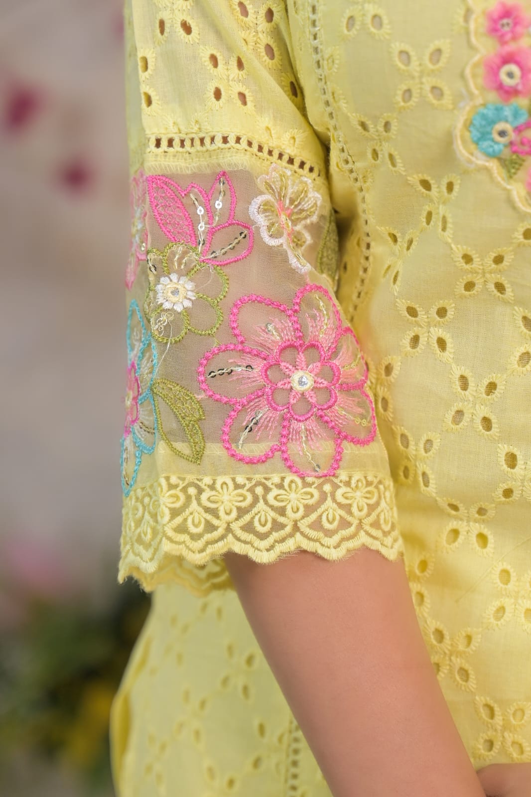 COTTON - YELLOW CHIKENKARI SUIT
